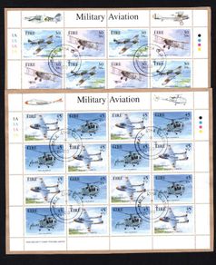 2000 Ireland Military Aviation Stamp 30p/38c & 45p/57c Stamp Sheetlet Plate 1A1A1A1A Fine CDS Used with Dublin cancel of 9th October 2000 (First day of issue)