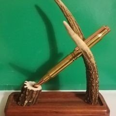 Handcrafted Deer Antler Desk Pen Display Stand