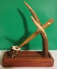 Handcrafted Deer Antler Desk Pen Display Stand