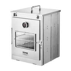 Foldable Camping Oven, Stainless Steel Portable Camping Stove, with 3 Tier Grill, Handle and Thermometer, Use with Wood Burning Fire, Propane Stoves, for Baking Bread, Pizza, Outdoor Cooking