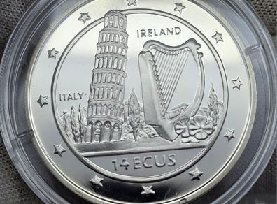 Gibraltar Silver Proof 1996 14 Ecus Italy Ireland