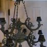 Vintage Chandelier 9 Bulbs Arms  Brass/Bronze  (green patina) H-26" x 23" Image 9