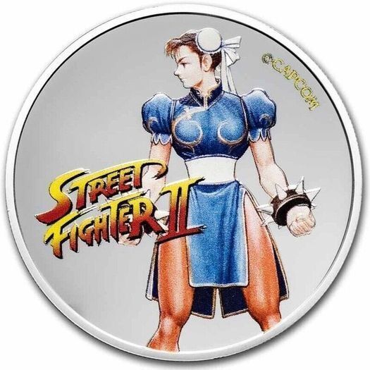 2021 Fiji 50 Cents Silver Coloured Bullion Coins - Street Fighter II Set of 1oz x 4 Coins. Proof- like. Complete collection.( In Capsules)