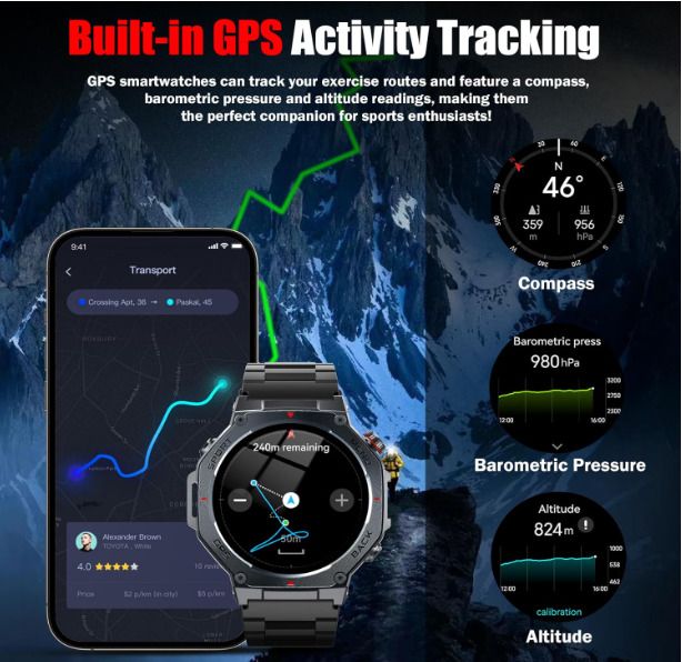 Jugeman Smart Watch for Men, 1.43" AMOLED Military Smart Watch