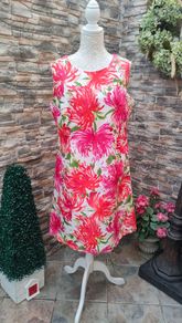 Damart white and pink floral summer dress M L Postage included