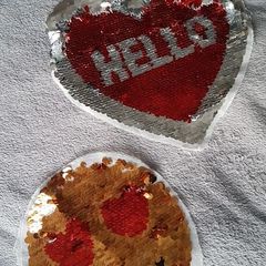 Reversible sequined sew on patches