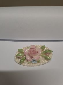 Vintage Porcelain Floral Brooch