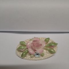 Vintage Porcelain Floral Brooch