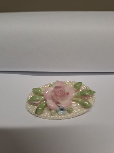 Vintage Porcelain Floral Brooch