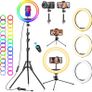 Light with Tripod Stand & Phone Holder - 10 inch Selfie LED Ringlight Dimmable Desktop Lamp 40 Colors RGB Tall Circle Light for Camera Makeup Video (FREE SHIPPING) Image 2