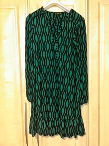 Green and black printed mini dress