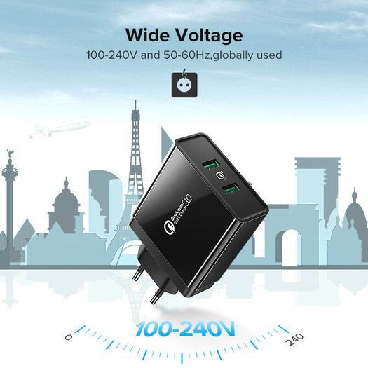 Ugreen QC 3.0 Dual USB Fast Charger 36W Wall Charger EU/UK Plug  (Brand New/Warranty)