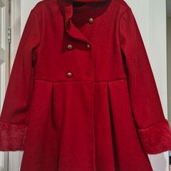 Girl's Double Breasted Red Coat