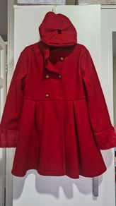 Girl's Double Breasted Red Coat with Beret