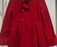 Girl's Double Breasted Red Coat with Beret