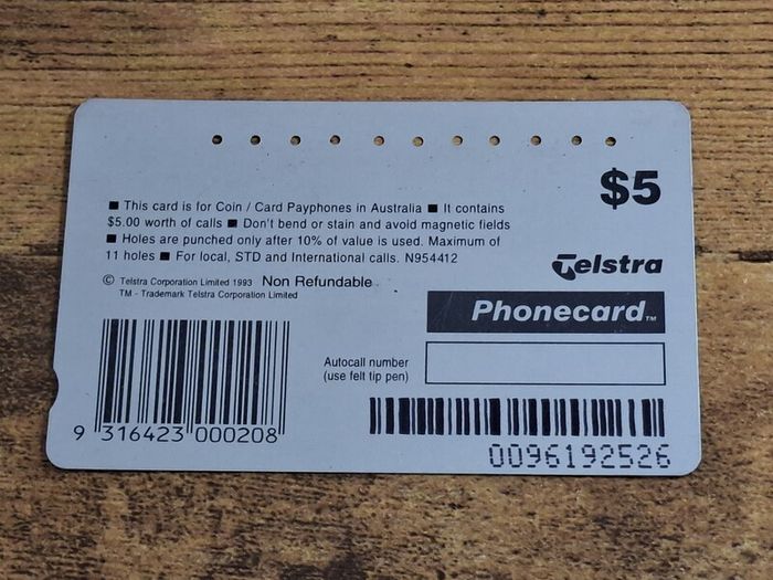 Australia Phonecard AUD5 "Season's Greetings", used, 1995 - free standard postage