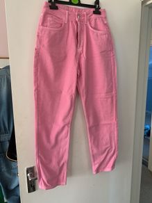pink ankle length mom jeans