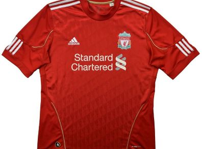LIVERPOOL LFC Home Shirt 2010-12 ADIDAS Red Standard Chartered 36"