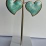Gold Heart Marbled Turquoise Enamel Earrings Image 6