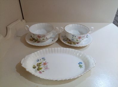 Richmond Bone China Soup Coupes & Saucers Set 'Wild Anemone'