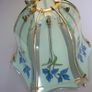 Glass Ceiling Light Shade Frosted Grey, Blue & Green, Gold Trim. SUPER CONDITION Image 3