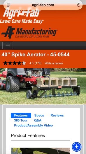40 inch Agri-Fab Lawn Aerator