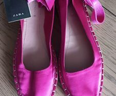 Zara Fusia Pink Satin Espadrille Flats