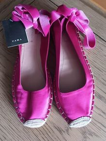 Zara Fusia Pink Satin Espadrille Flats