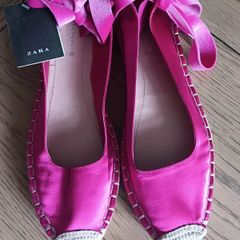NEW Zara Pink Satin Flat Espadrilles