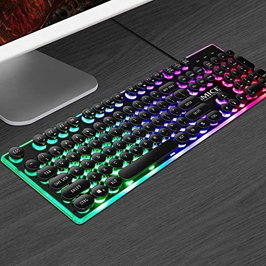New iMICE AK-700 Retro Punk Backlight Wired USB Gaming Keyboard Black