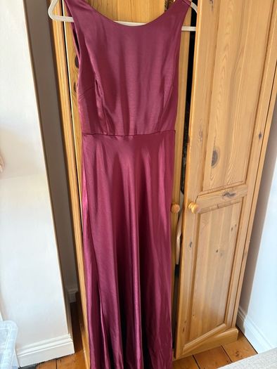 Beautiful burgundy wine satin maxi dress