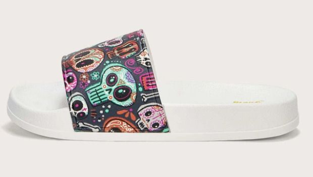 New Skull Pattern Single Band Slides