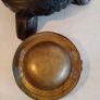 Vintage Hand Carved Wood Floor Ashtray. Brass Insert. Image 7