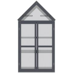 Cold Frame Mini Greenhouse 3 Levels Greenhouse Plant Bed with Opening Roof Double Doors Made of Wood Polycarbonate Weatherproof Gray 70.5 x 42 x 132 cm