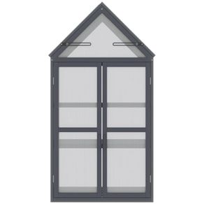 Cold Frame Mini Greenhouse 3 Levels Greenhouse Plant Bed with Opening Roof Double Doors Made of Wood Polycarbonate Weatherproof Gray 70.5 x 42 x 132 cm
