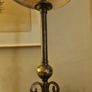 pair of lamps vintage style.  82 cm in height. 12 cm base of lampshade.  Tarnished brass patina with decorative texture. Image 3