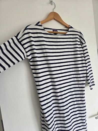 Patagonia Organic Cotton Navy & White Striped Breton Dress (Medium)