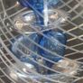 Fabulous Vintage Retro Large Art Glass Hand-Blown Teardrop Ovoid-Shaped  Paperweight with a Stunning Intricate Pattern in Blue, Clear and Opaque White Glass Image 5