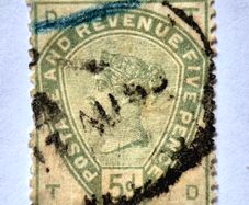 Great Britain Queen Victoria 1884 5d Dull Green SG 193 Corner Letters T-D Used