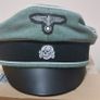 WW2 German Waffen SS NCO Officer Crusher Cap Wool/Leather Reenactment Replica Reproduction WWII Nazi Image 3