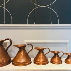 Antique 19th Century Copper "Haystack" Spirit & Ale Measure Set - 6 Graduating Jugs