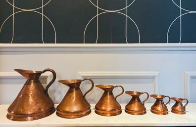 Antique 19th Century Copper "Haystack" Spirit & Ale Measure Set - 6 Graduating Jugs