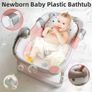 Baby Bath Tub Foldable Bathtub, Newborn Baby Plastic Bathtub with cushion pad Foldable Anti-Slip legs Collapsible tub for Toddler Baby kids Bathing Image 7