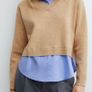 Mango Combined Knit Jumper and Shirt Mock Layer Top   Size XL UK 14 Image 7