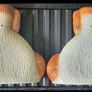 Large Vintage Staffordshire Style Wally Dogs, Pair. Amber Glass Eyes Image 3