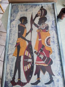 Large Kenyan Batik Wall Art ON BOARD.