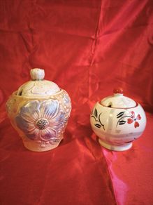 Two vintage honey pots