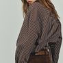 Fab Zara Brown and White Stripe Cotton Oversized Shirt Image 2
