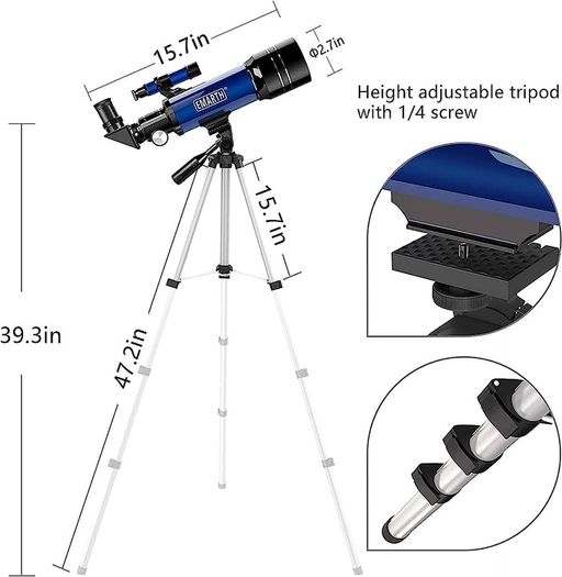 Telescope for Kids Beginners Adult, 70mm Astronomical Refractor Telescope with Adjustable Tripod & & Finder Scope- Portable Travel Telescope Perfect for Kids Children Teens