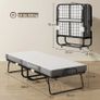Folding single bed 200 x 80 cm with mattress, portable folding guest bed on casters, steel frame, white Image 2